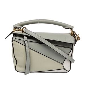 ✨🛍️ Loewe Grey and White Leather Mini Puzzle Bag